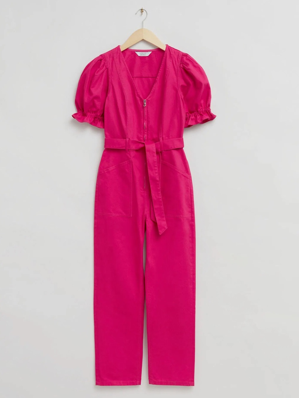 & OTHER STORIES Feminine Pink Puff-Sleeve Utility Jumpsuit